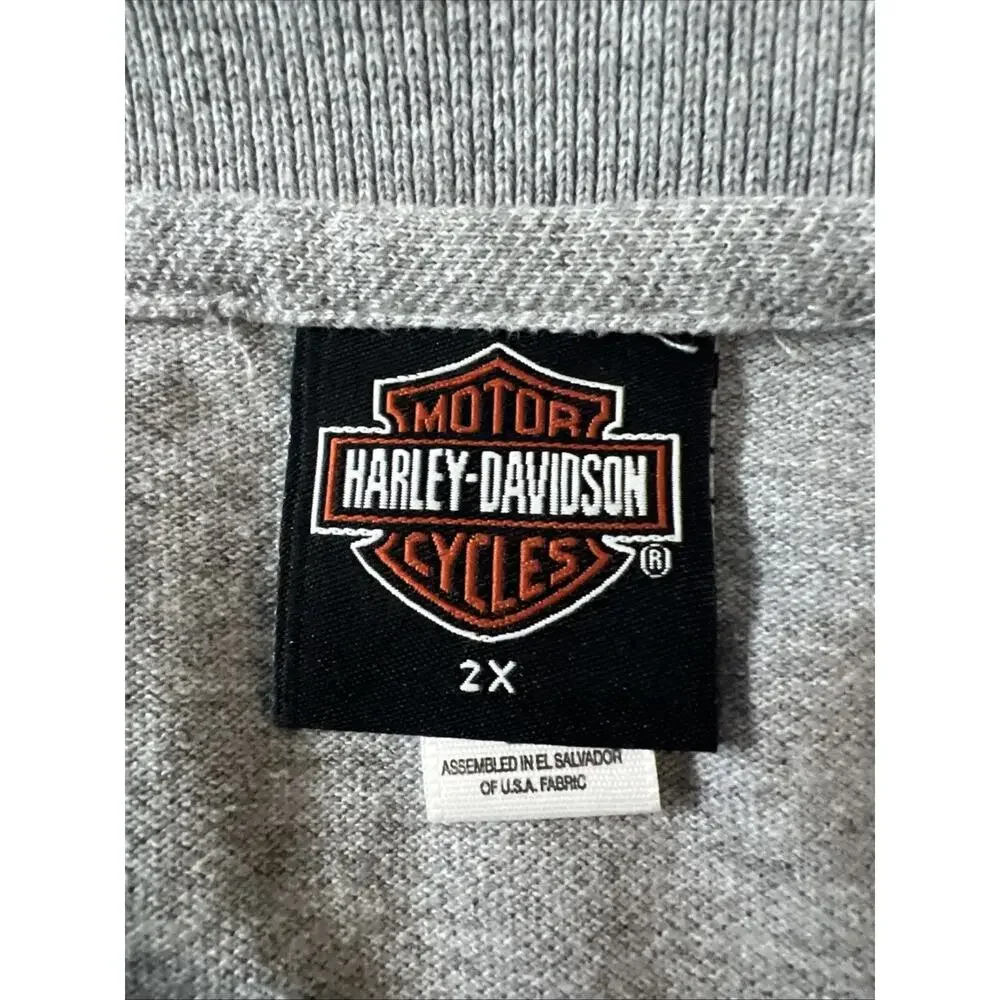 Harley Davidson 2XL Collared Chicago Shirt Gray polo XXL motor cycle Men's